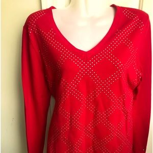 TOMMY HILFIGER RED TOP. SIZE- M